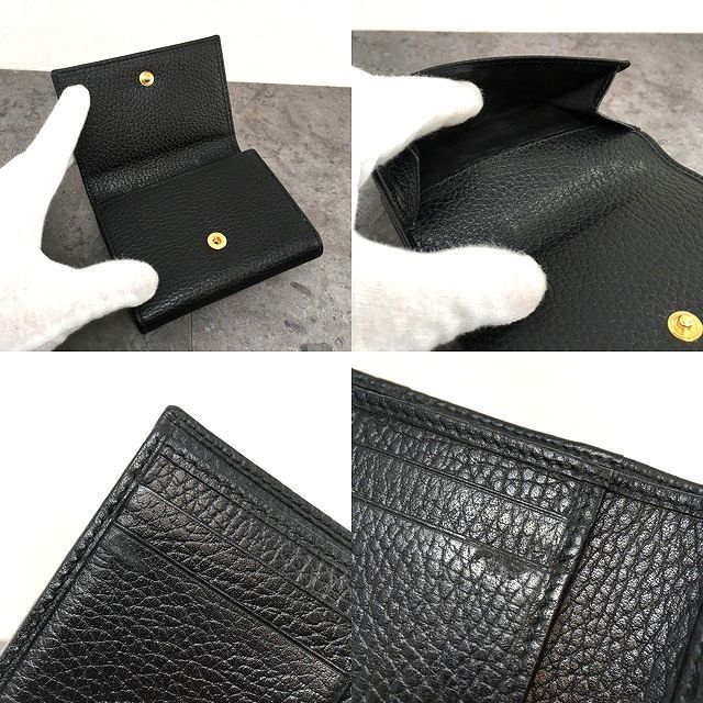  149 み GUCCI Wホック財布 474746 ブラック GGマーモント き 折り財布 小物