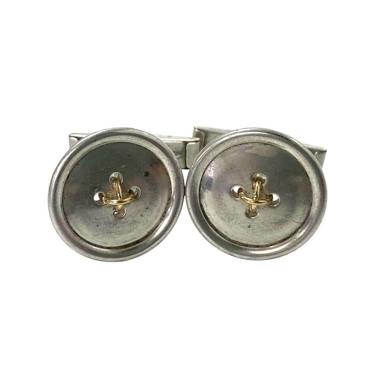 Y TIFFANY-Co. ボタン モチーフ カフス SV925 SILVER シルバー 総重量約11.1g カフリンクス ティファニー 59212MK1