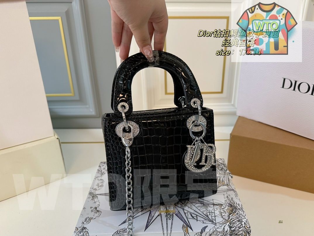 今日 DIOR Lady 満ストーンボタンとアリゲーター柄のハンドバッグ で今の在庫は な価格です