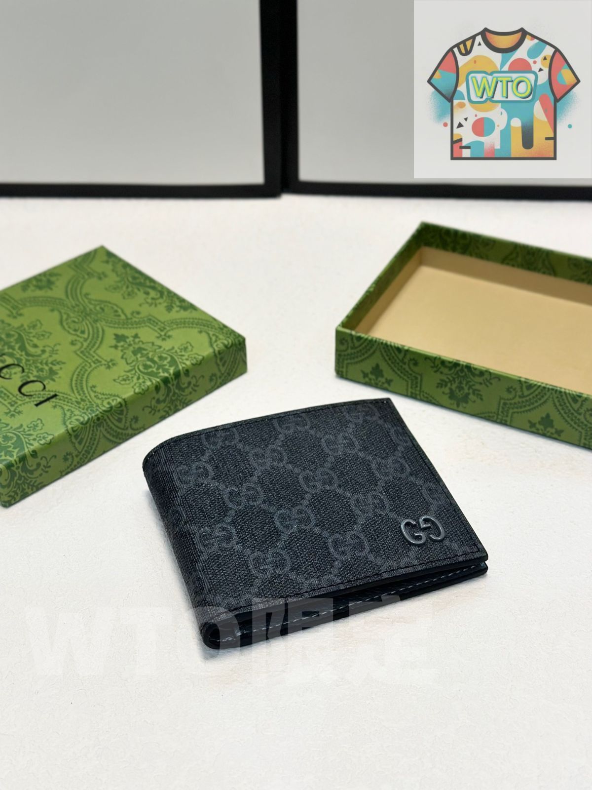 今日 GUCCI コーヒー色 11 x 9 シルクプリント ショートウォレット 価格-WTO輸入1