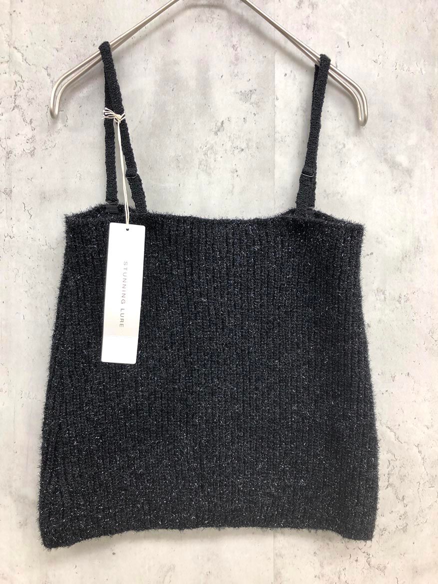 stunninG LURE スタニングルアー 重ね着 ラメ ニット ビスチェ キャミソール sizeS 黒 レディース