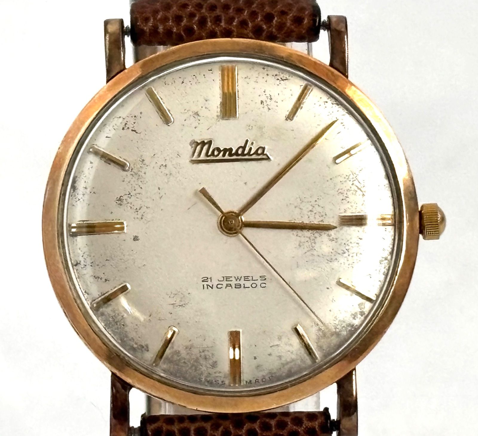 18K アンティーク腕時計　手巻き　稼働　昭和初期 稼働品 mondia 手巻き ゴールド 21石 モンデイア アンティーク