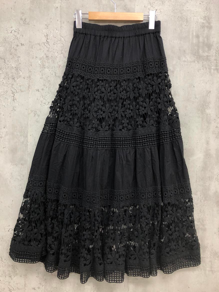 La boutique BonBon ラブティックボンボン コットンレースティアードマキシ スカート sizeF 黒 レディース WWW_SMP1DAWEKUDUS_SCH_ID
