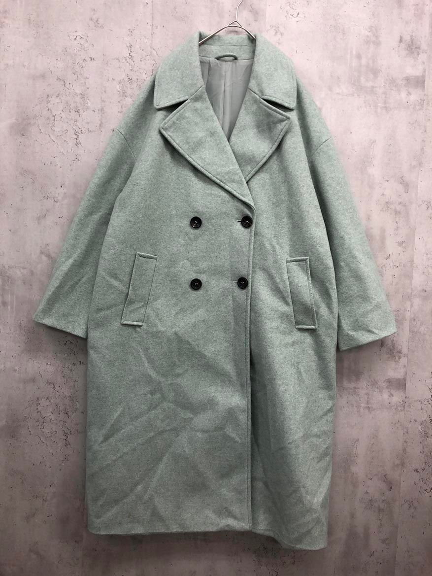 ZARA ザラ ワイド ロング チェスター コート size175 96A L ライトグリーン レディース