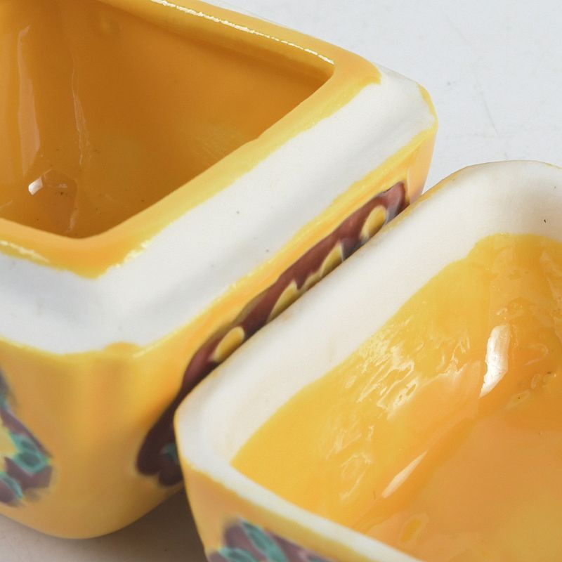 茶道具 平安 昭阿弥造 黄交趾 鳥梅文 香合 共箱 C S231 - メルカリ