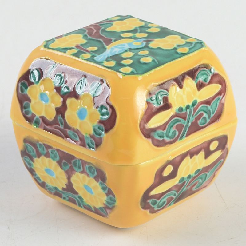 茶道具 平安 昭阿弥造 黄交趾 鳥梅文 香合 共箱 C S231 - メルカリ