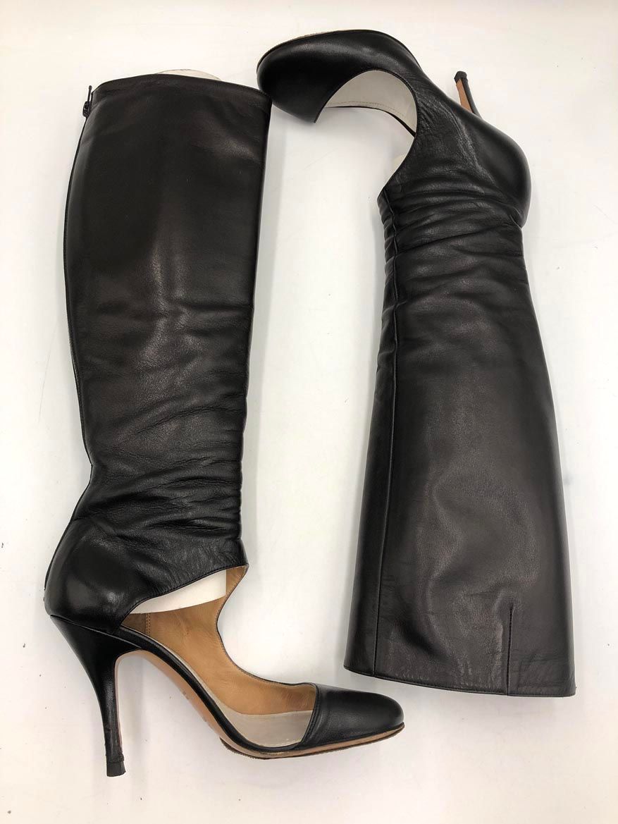 Martin Margiela メゾン マルジェラ 38ＷＷ083 2009 マットレザー アシンメトリカル ロング ブーツ size 36 黒 レディース