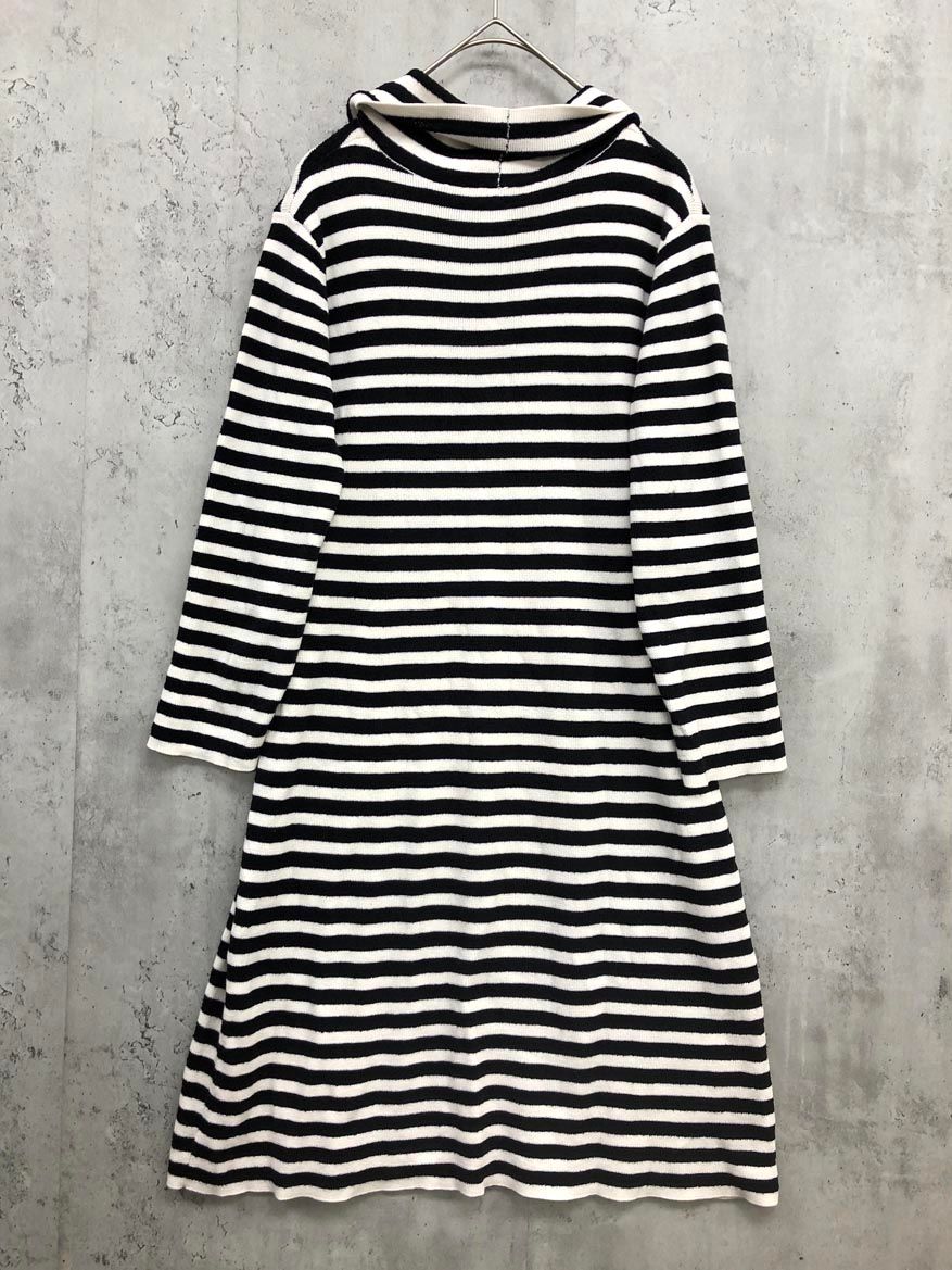MARC JACOBS マークジェイコブス ボーダー タートルネック ニット ワンピース sizeS P 白ｘ黒 レディース