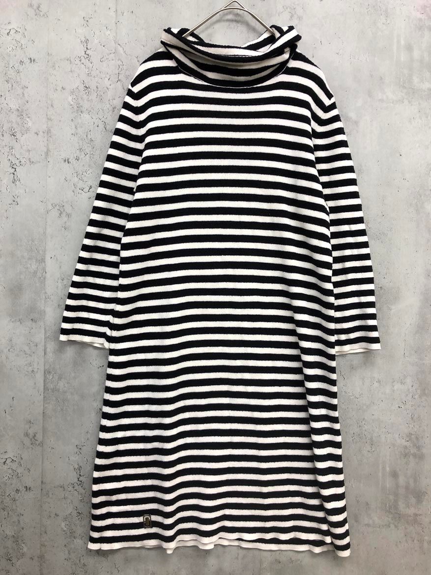 MARC JACOBS マークジェイコブス ボーダー タートルネック ニット ワンピース sizeS P 白ｘ黒 レディース