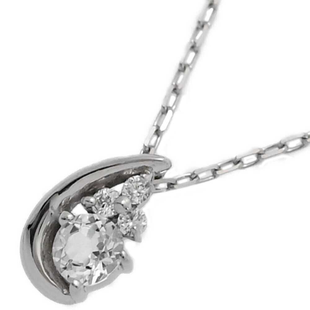 0.01ct Vendome Aoyama ヴァンドーム青山 涙型 ドロップモチーフ・ダイヤモンドネックレス K10WG-0.7g ホワイトゴールド ♀ S レディース 595864