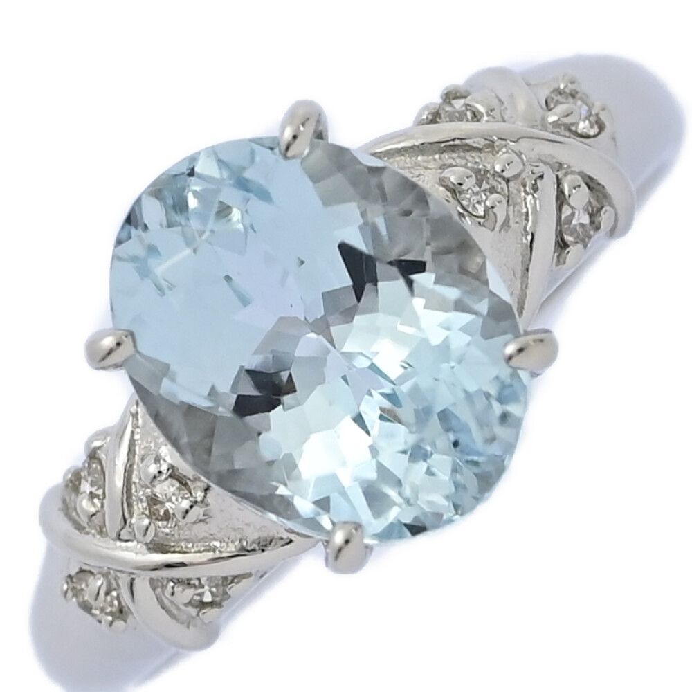 AQ2.7ct FD 0.08ct 3月誕生石 1P・アクアマリン・ダイヤモンドリング・指輪 Pt950-4.8g 13号 53 プラチナ プレゼント 記念日 S メンズ レディース 595875