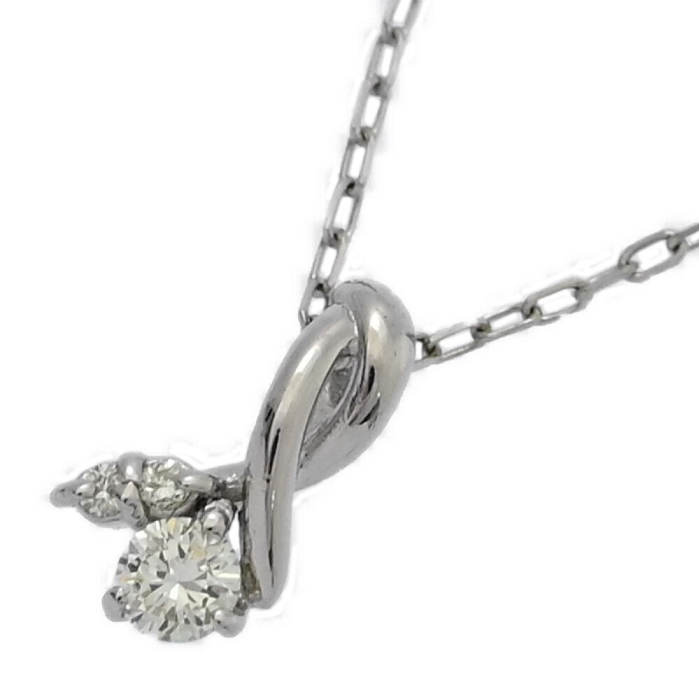 0.06ct フラワーモチーフ・ダイヤモンド ネックレス・ペンダント K18WG 750-1.1g ホワイトゴールド プレゼント 記念日 ♀ S レディース 595863