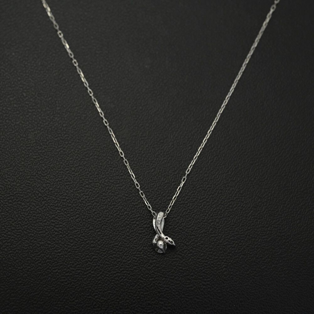  0.06 ct フラワーモチーフ･ダイヤモンド ネックレス･ペンダント K 18 WG 750-1.1 g ホワイトゴールド プレゼント 記念日 ♀ S レディース 595863 ネックレス アクセサリー