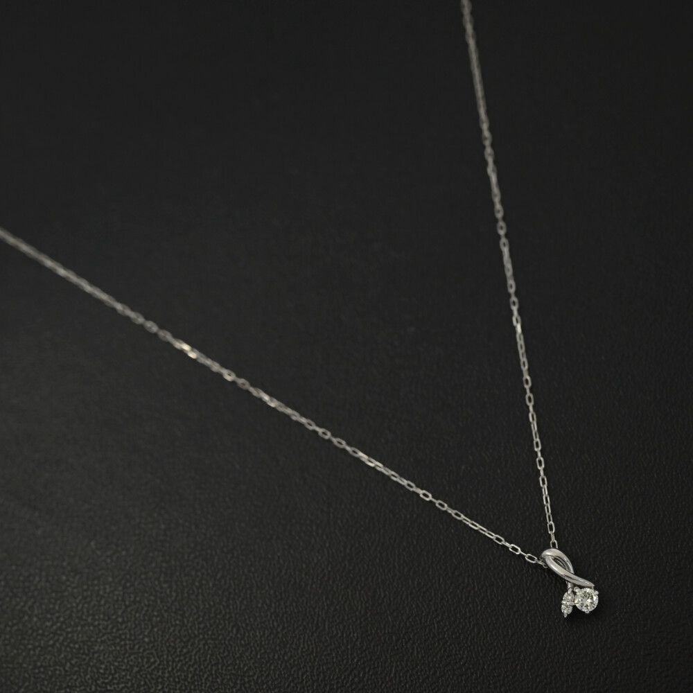 0.06 ct フラワーモチーフ･ダイヤモンド ネックレス･ペンダント K 18 WG 750-1.1 g ホワイトゴールド プレゼント 記念日 ♀ S レディース 595863