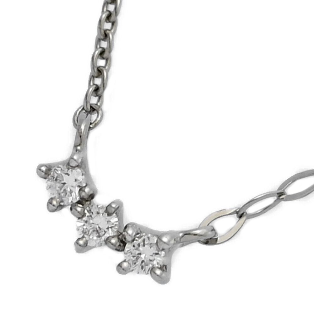 0.03ct 3P･ダイヤモンド ネックレス･ペンダント K18WG 750-1.1g ホワイトゴールド プレゼント 記念日 ♀ S レディース 595862