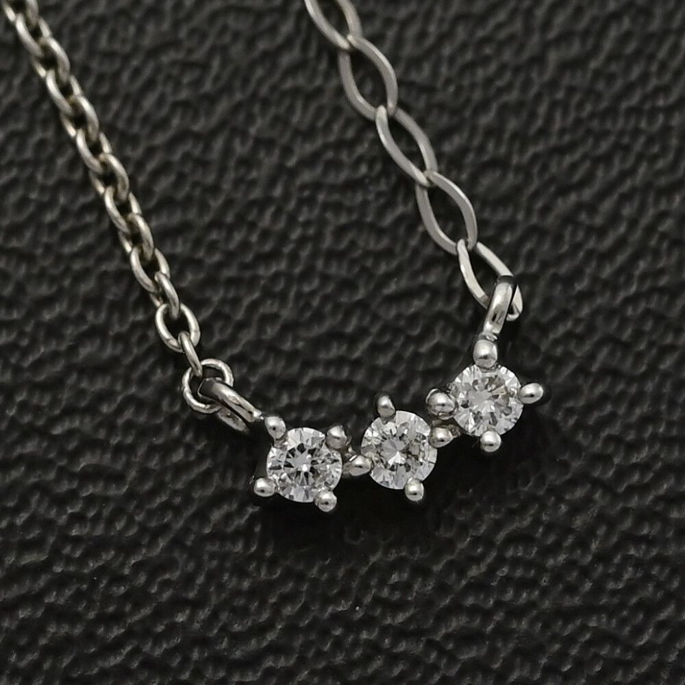  0.03 ct 3 P･ダイヤモンド ネックレス･ペンダント K 18 WG 750-1.1 g ホワイトゴールド プレゼント 記念日 ♀ S レディース 595862 ネックレス アクセサリー