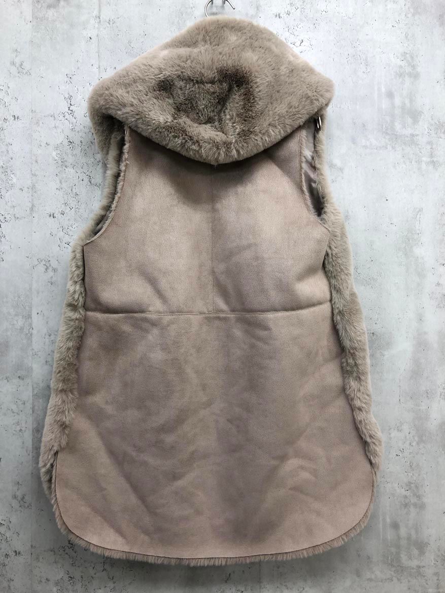 MARIED OR マリードール 57057 フード付きエコファーロングベスト ベスト sizeF ベージュ レディース