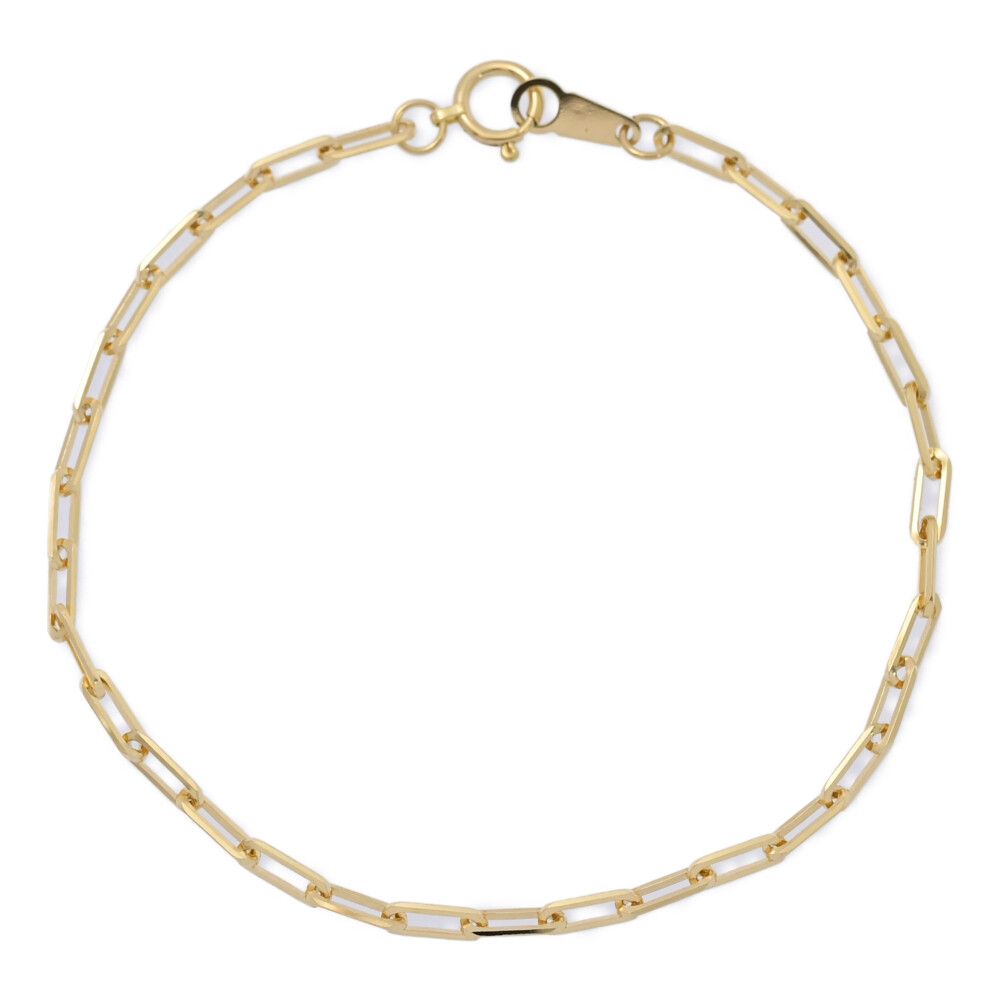 プレーン ペーパークリップ チェーン ブレスレット K18YG 750-2.4g イエローゴールド プレゼント 記念日 S メンズ レディース 595463