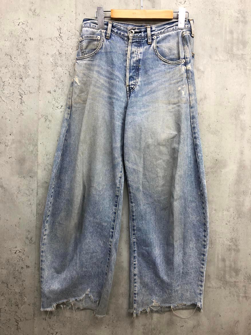 Whim Gazette ウィム ガゼット WGZ1021702A0001 ボタンフライ ラインカーブ デニムパンツ size36 ブルー レディース