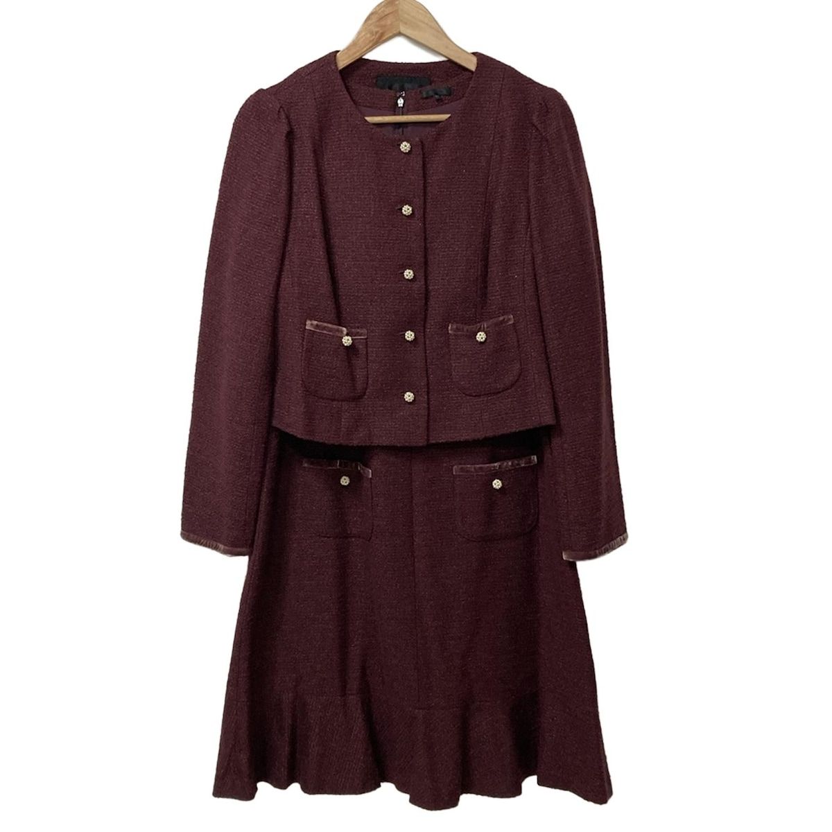 TO BE CHIC トゥービーシック ワンピーススーツ レディース ボルドー パール