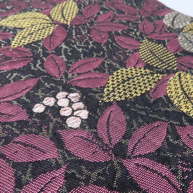 ❁tomihisa❁ 着物 正絹 振袖用 赤紫の葉がきらめく麗しの晴れ姿 袋帯 7114