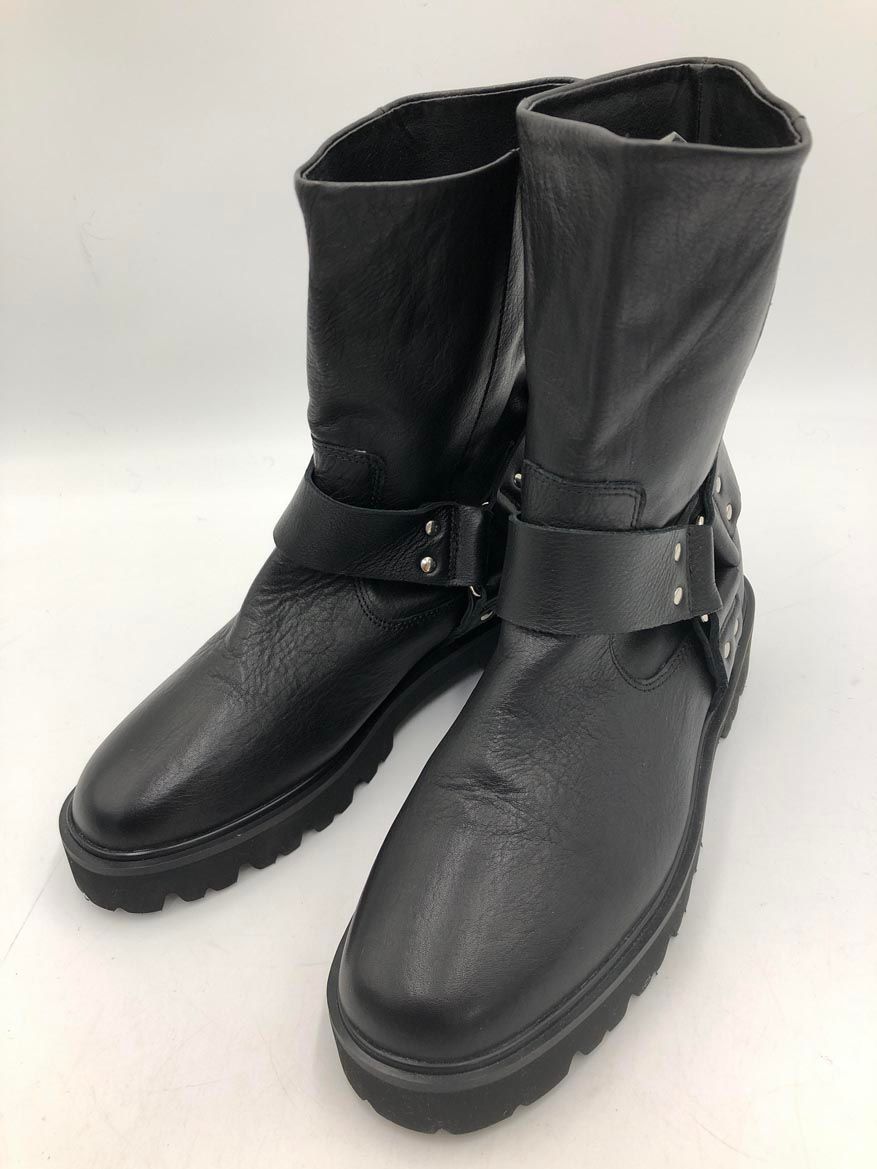 ビアズリー 牛革 ハーフ エンジニア ブーツ size 24.0 cm 黒 レディース