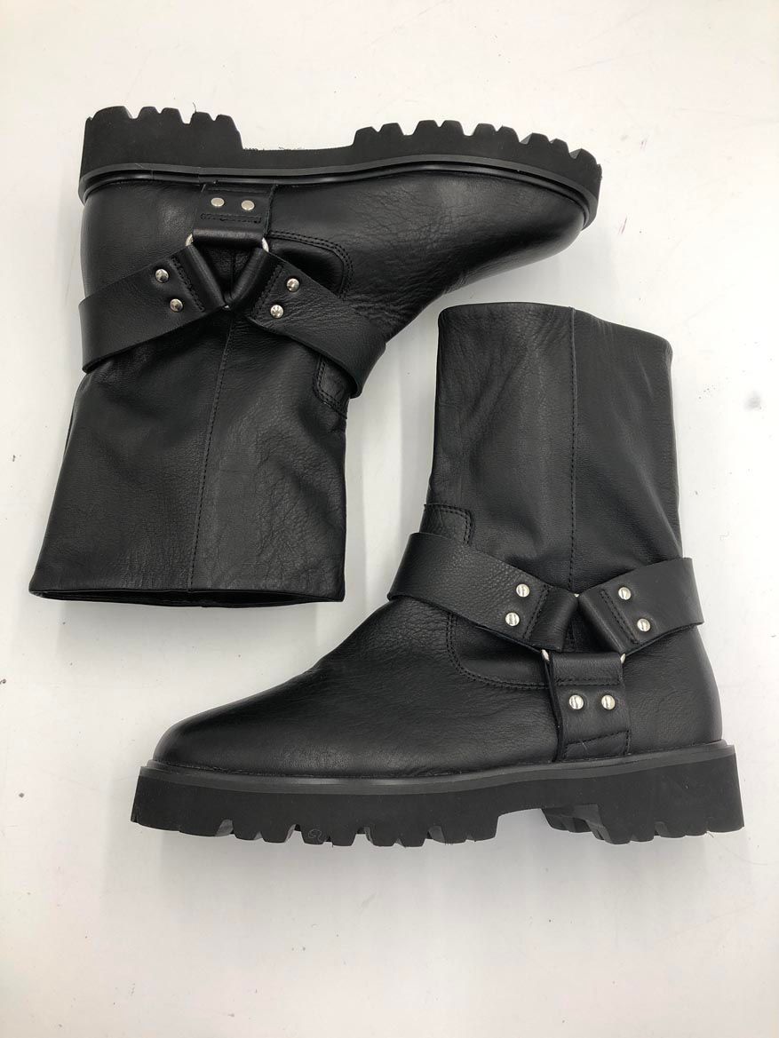 ビアズリー 牛革 ハーフ エンジニア ブーツ size 24.0 cm 黒 レディース