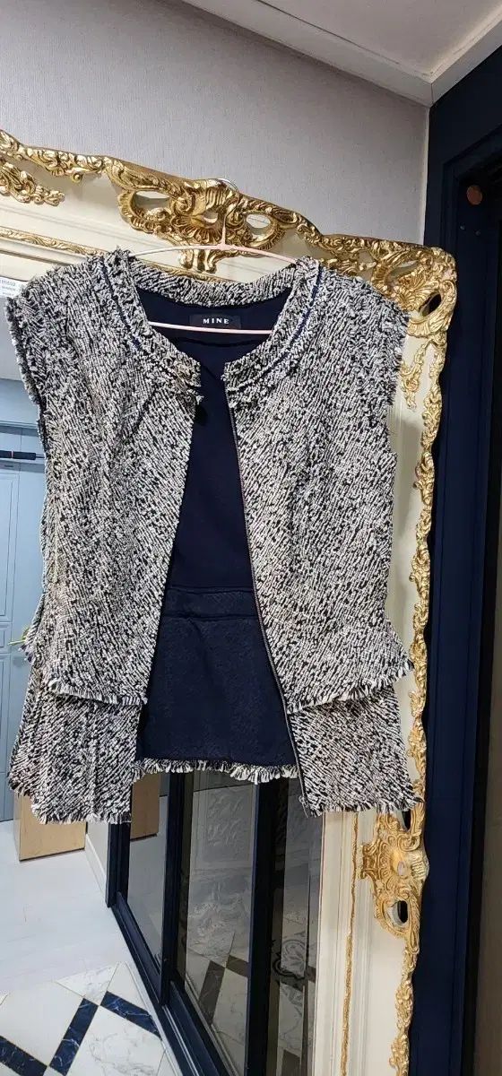 ハンサム マイン MINE ツイード ベスト ベスト ジャケット イタリア 生地