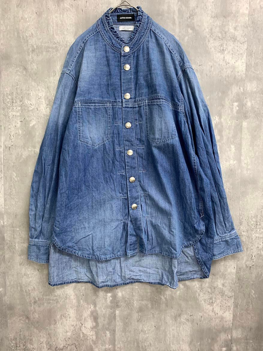 JAPAN DENIM ジャパンデニム 品 インディゴ 7.25oz フリル シャツ ジャケット sizeF ブルー レディース