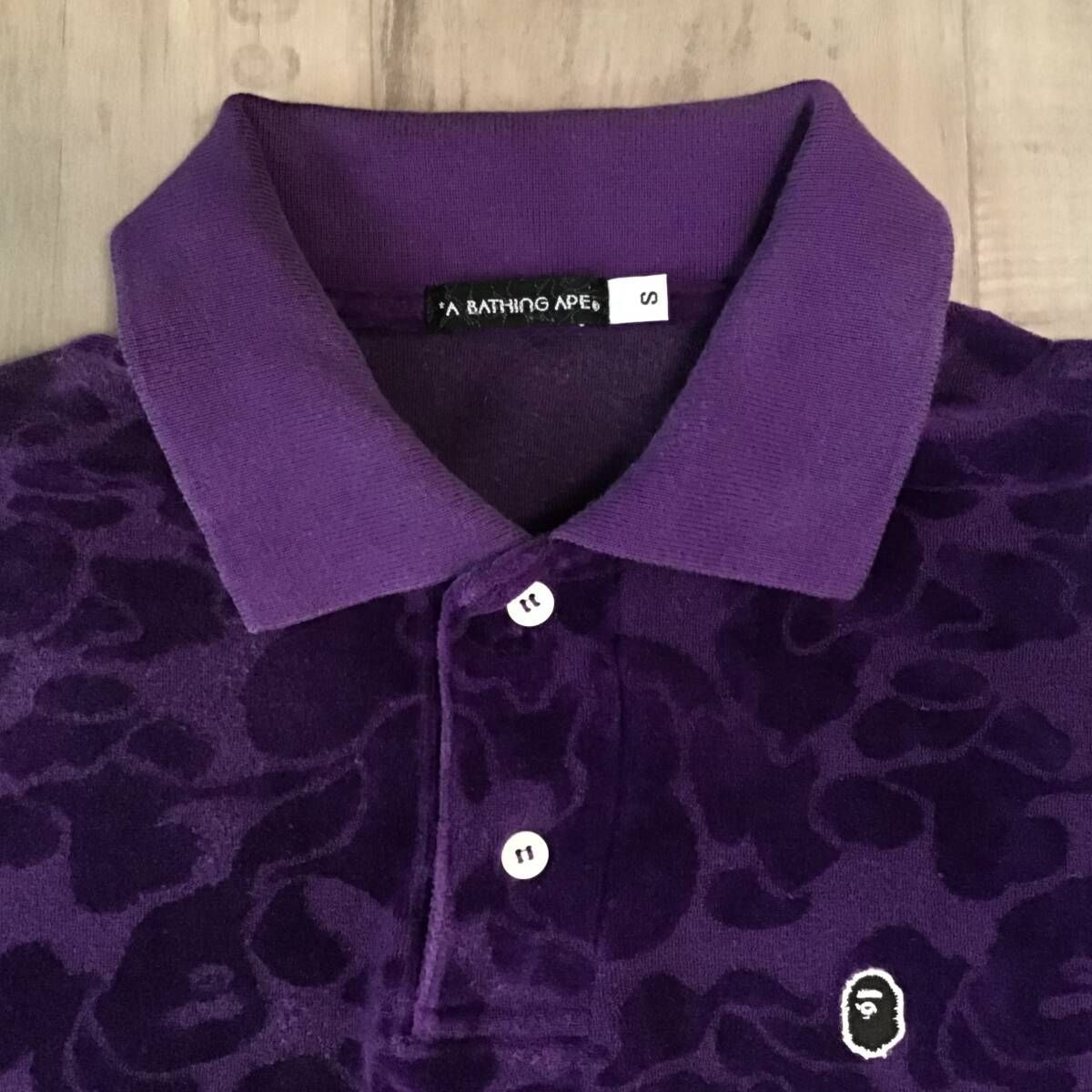 ☆青山限定☆ ベロア BAPE camo ポロシャツ Sサイズ purple a bathing