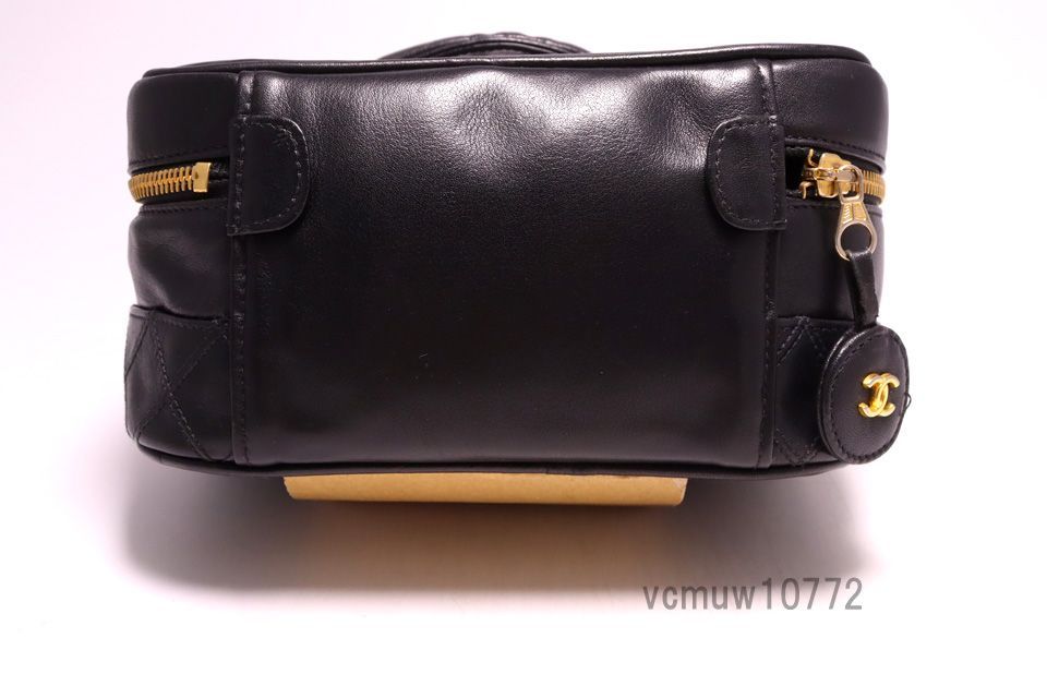 美 CHANEL 1番台 ビコローレ GD金具 レザー バニティバッグ シャネル 1030id749-2K
