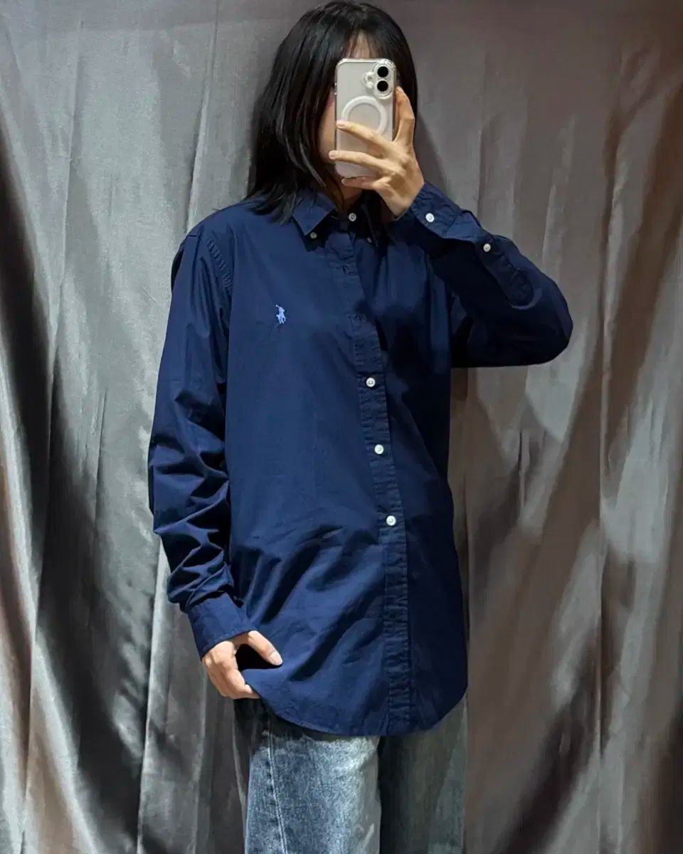 M POLO RALPH LAUREN スカイブルー ポニー ネイビー シャツ