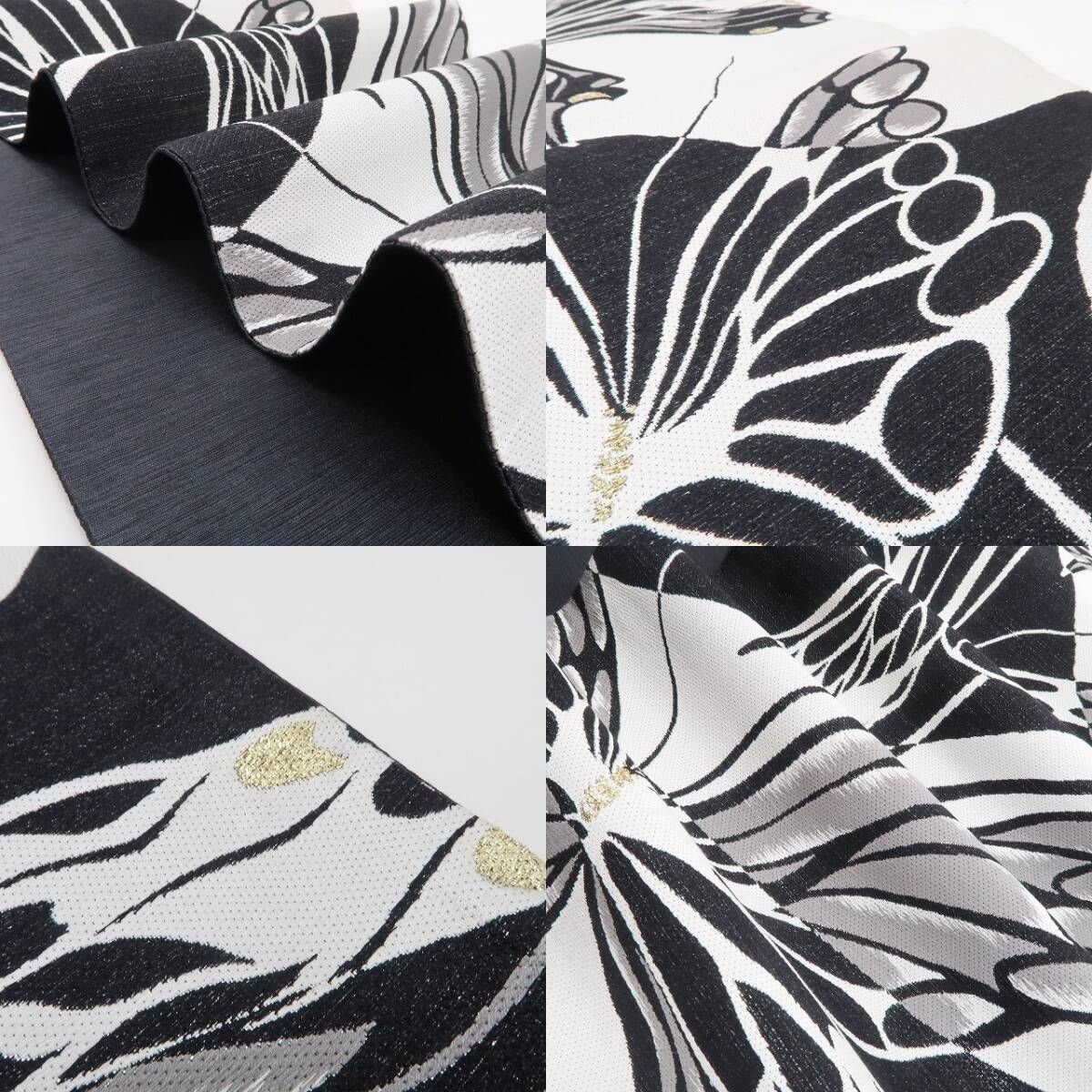  ❁tomihisa❁ 蝶 モノトーン 着物 正絹 振袖用 羽ばたく蝶に未来への願いを込めて 袋帯 7116 袋帯 帯