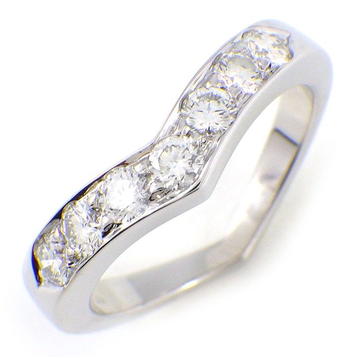 ティファニー Tiffany - Co. ピンキーリング Vバンド ハーフサークル エタニティ 7ポイント ダイヤモンド PT950 6号