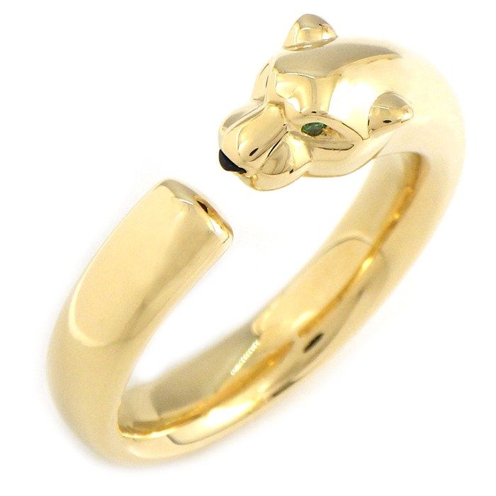 カルティエ Cartier リング パンテール SM B4230100 パンサーモチーフ 1ポイント オニキス 2ポイント ツァボライトガーネット K18YG 17.5号 58