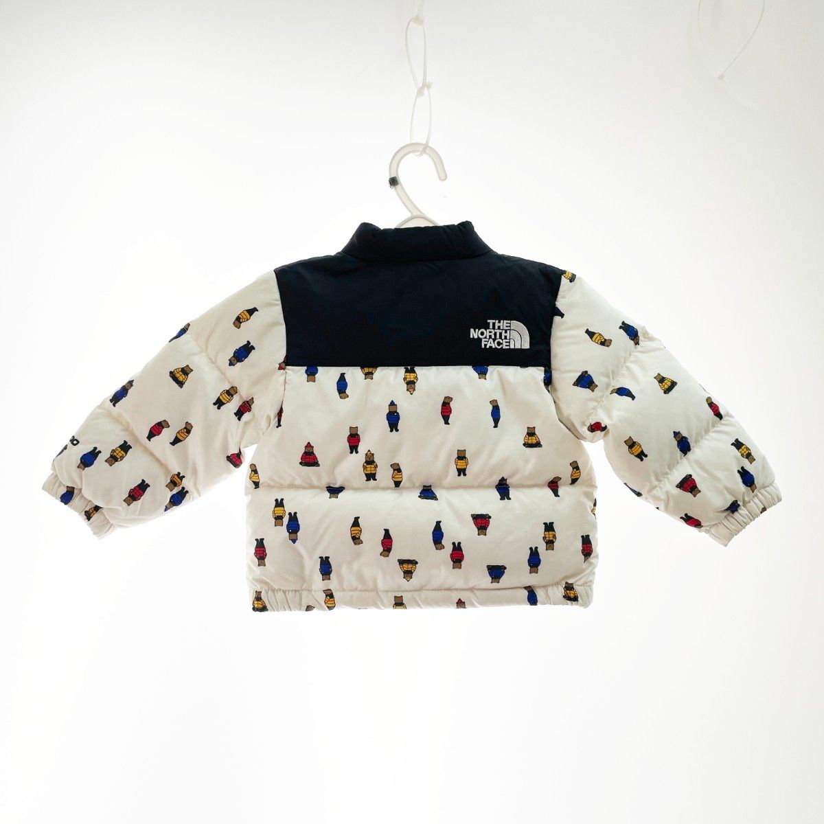 〇〇THE NORTH FACE ザノースフェイス キッズ Baby Nuptse Jacket ヌプシジャケット ベア総柄 サイズ6 12 M 白 黒