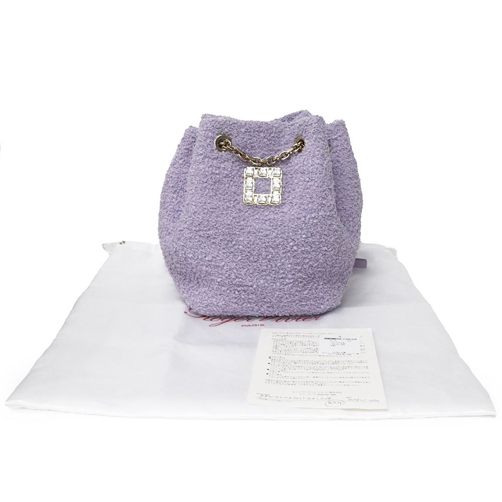 ロジェ ヴィヴィエ トレ ヴィヴィエ キャンディ クラウド ファブリック ショルダーバッグ 斜め掛け カーフスキン レザー コットン57% ナイロン43% ラベンダー ゴールド金具 RBWANME02L1TG4L028 Roger Vivier