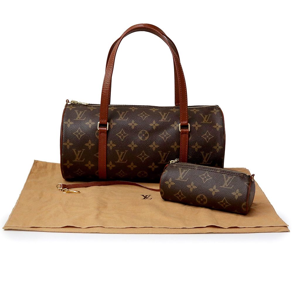 ルイ ヴィトン 旧パピヨン 30 ハンドバッグ モノグラム ブラウン ゴールド金具 ポーチ付 M51365 LOUIS VUITTON 品