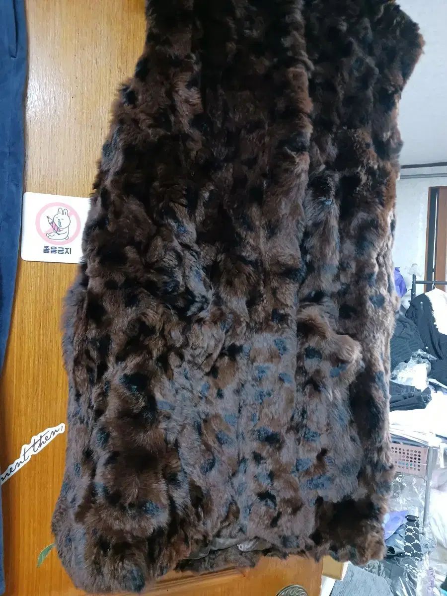 ブラウン レオパード ファー ベスト