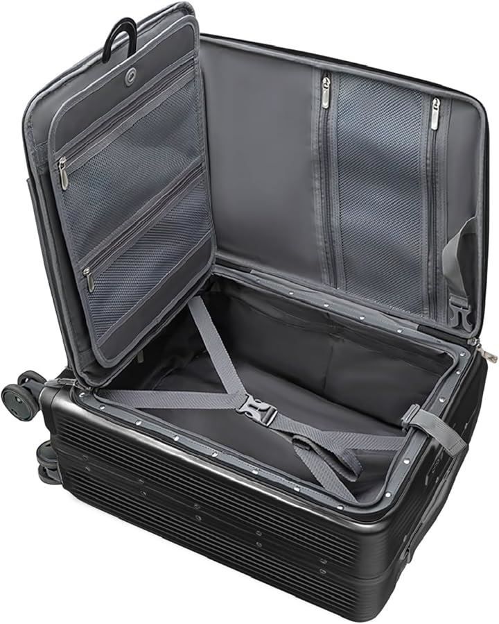 ABIBA 2面立たせて4面アクセス スーツケース キャリーケース フロントオープン 機内持ち込み キャリーバッグ 大型 静音 ダブルキャスター TSAロック搭載 旅行 ブラック20インチ Sサイズ 20in 40L 機内持ち込み