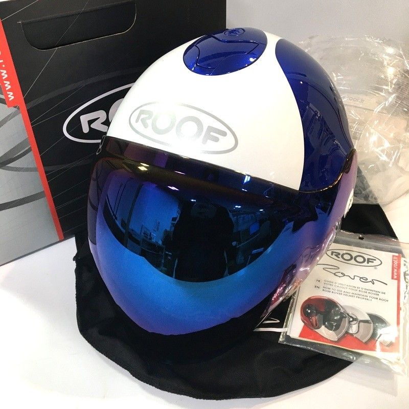 ROOF ルーフ ROVER LEGEND ジェットヘルメット 除菌消臭済 Lサイズ ブルー ホワイト オートバイ ツーリング ライディング バイカー バイク用品 TA 3654