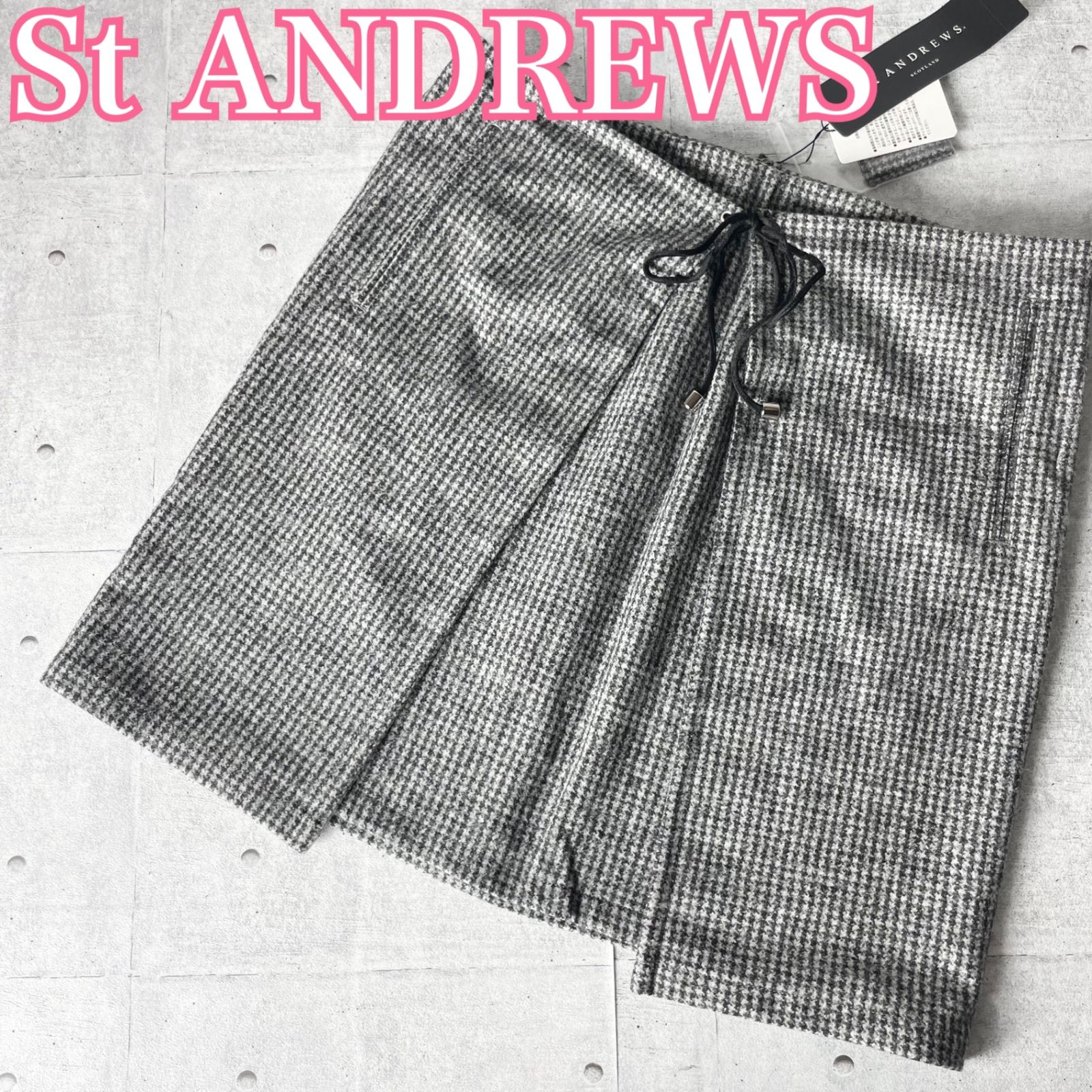 St ANDREWS セントアンドリュース ゴルフウェア ミニスカート チェック柄 Mサイズ ブラック