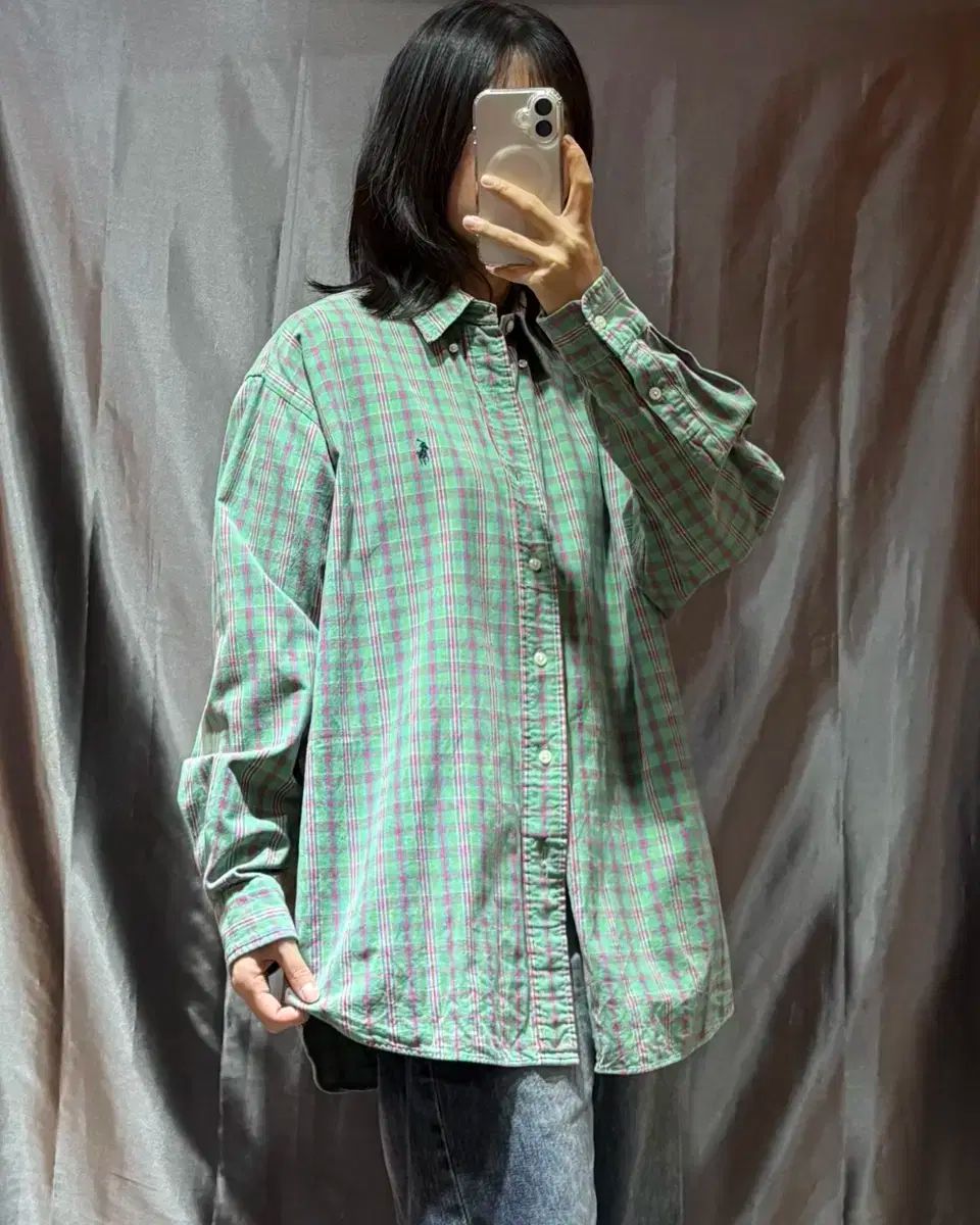 ラルフローレンチェックシャツ緑 中古・古着通販 RALPH LAUREN ラルフ