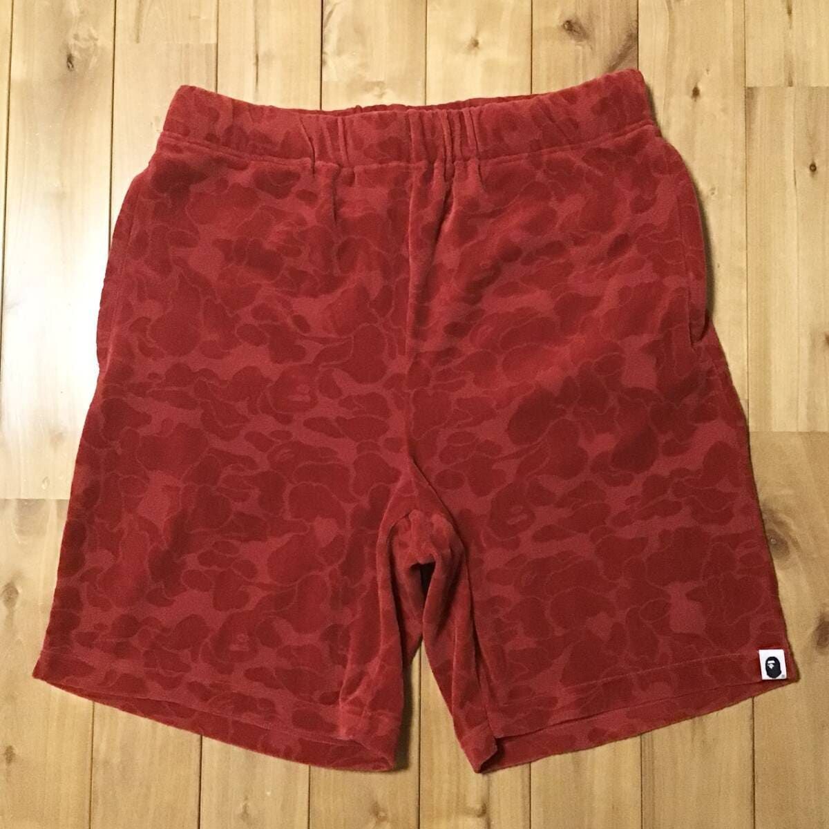青山 ベロア ハーフパンツ Mサイズ a bathing ape BAPE CAMO shorts エイプ ベイプ アベイシングエイプ ショーツ NIGO