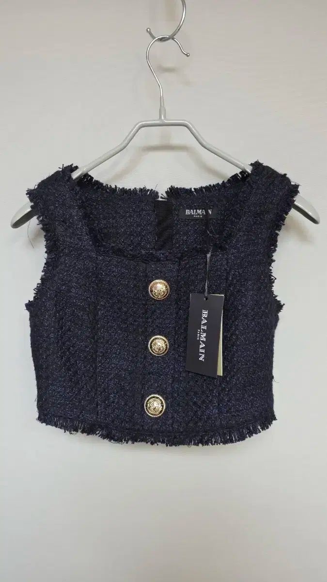 全国送料無料。  バルマン クロップド ツイード トップス S 【格安SALEスタート！】