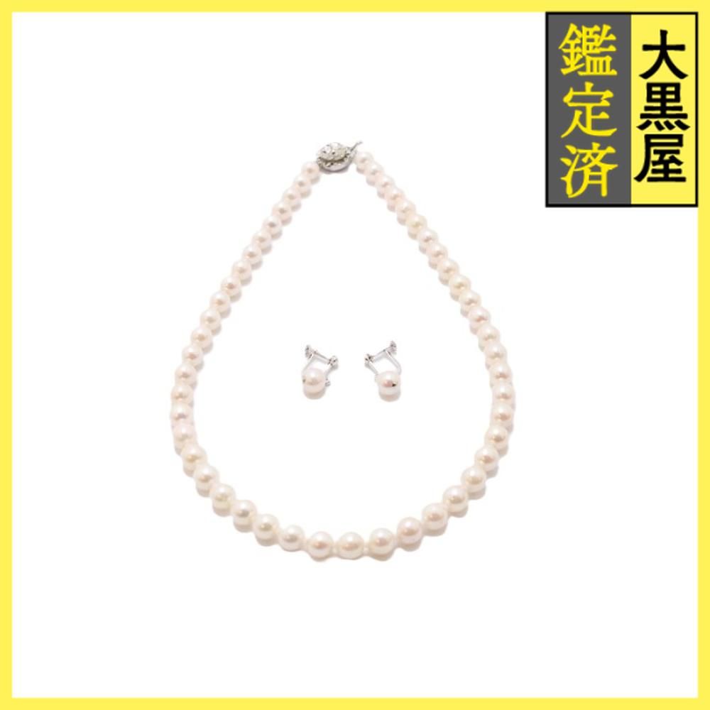 ノンブランドジュエリー ネックレス イヤリングセット SV シルバー アコヤ養殖真珠宇和島産 460