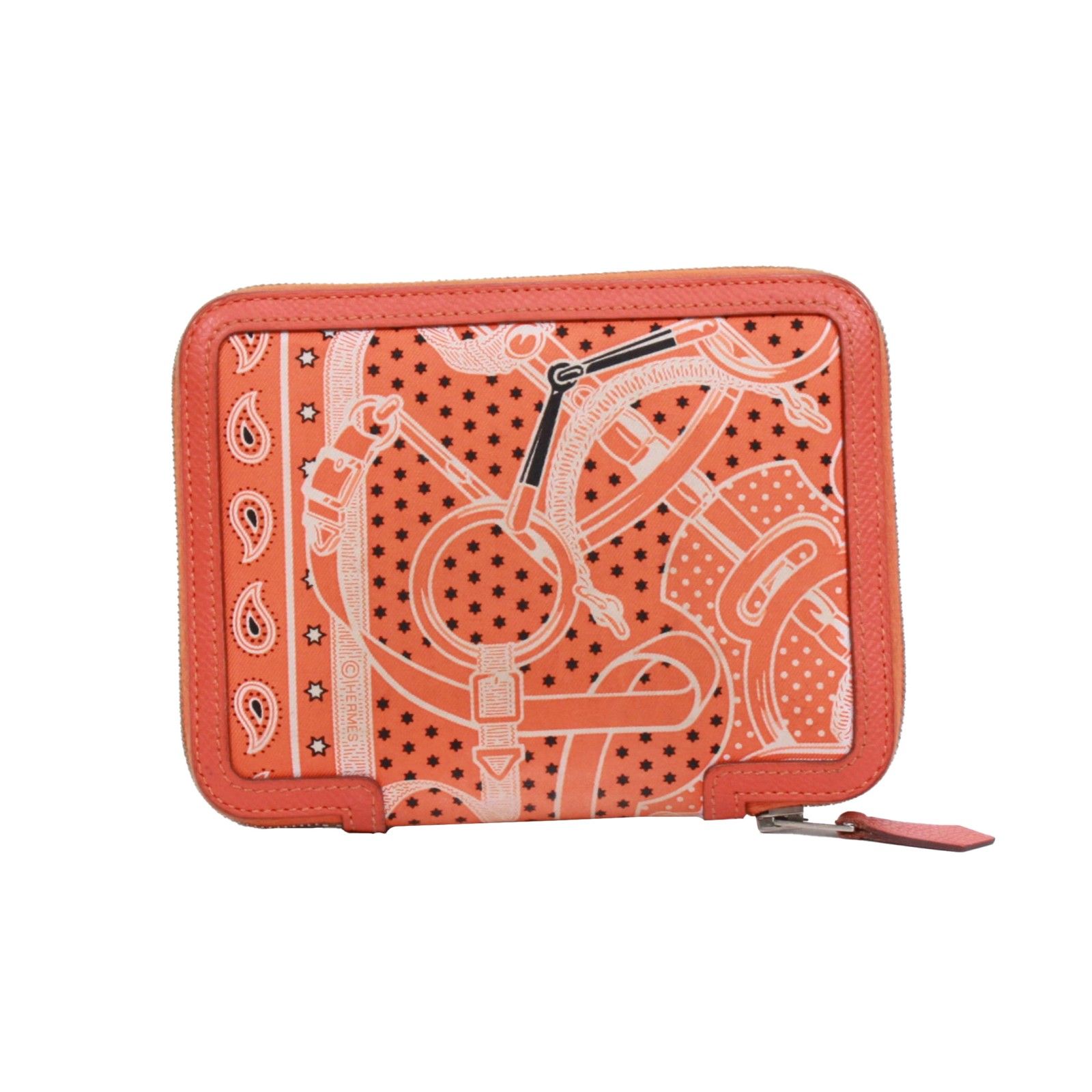 HERMES エルメス ソワクール 手帳カバー ヴォーエプソン シルク オレンジボビー T刻印刻印 レディース