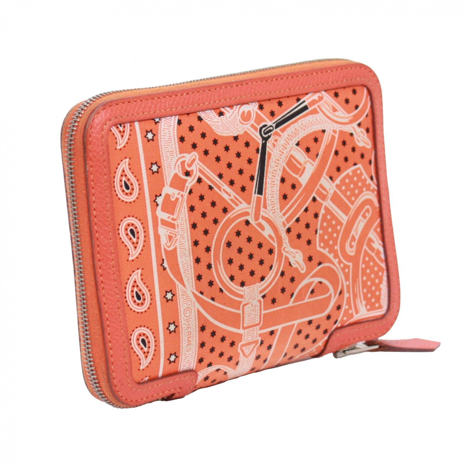 HERMES エルメス ソワクール 手帳カバー ヴォーエプソン シルク オレンジボビー T刻印刻印 レディース