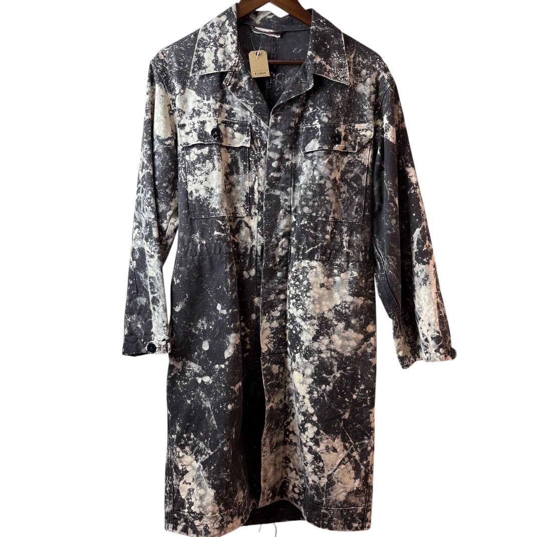 M-44 Splatter Paint Custom French Work Coat Black × White 約M相当