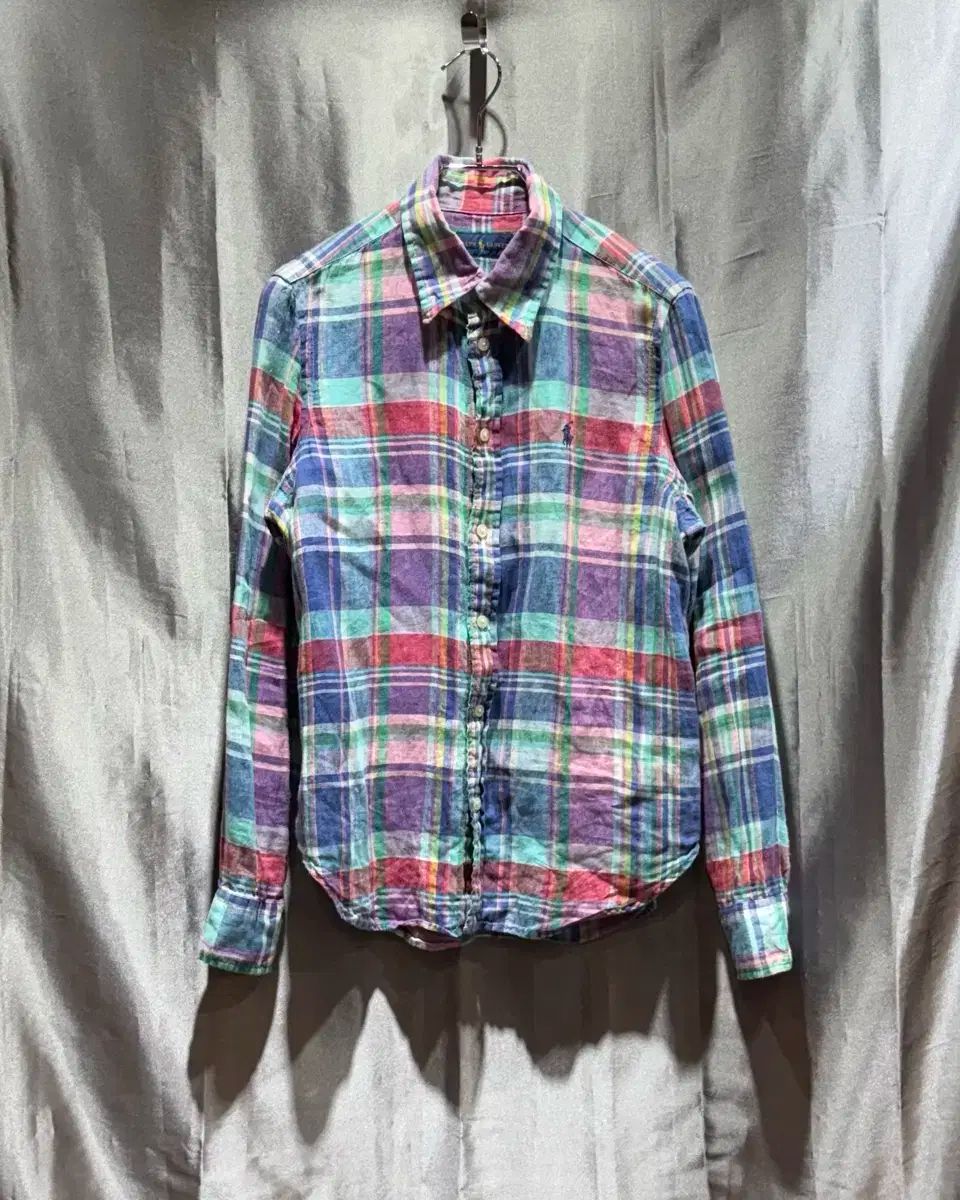 S ポロラルフローレン リネン チェックシャツ